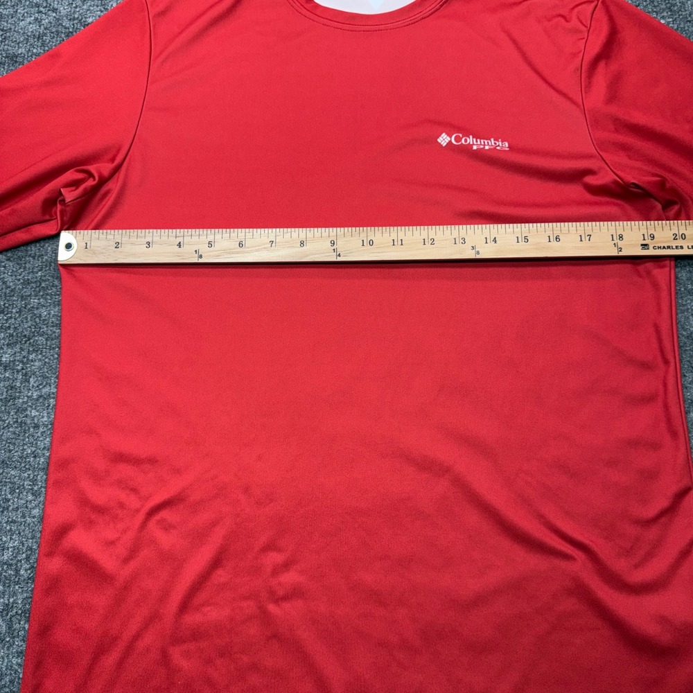 Columbia PFG Mens Red Long Sleeve Fish Flag Graphic Performance Shirt Small - Picture 5 of 10